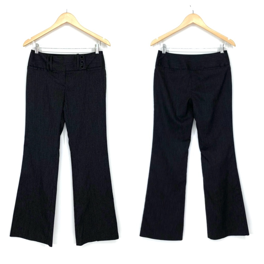 Star City Y2K Low Rise Charcoal Gray Striped Boot Flare Career Dress Pants